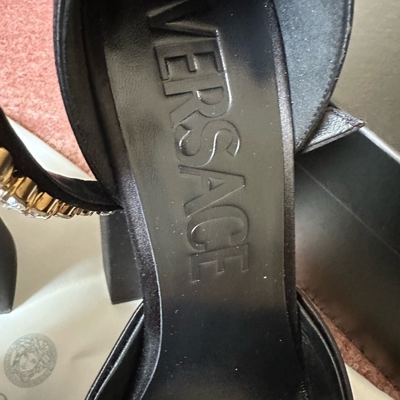 Versace Sandals 9.5 Black. Authentic Aevitas Medusa Crystal Ankle-Strap Platform - Picture 9 of 13